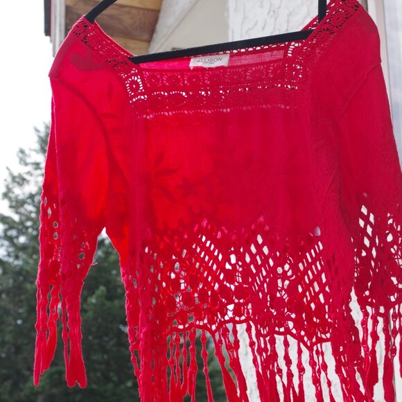 Boiemian Red Cotton Blouse Allison - Picture 1 of 4